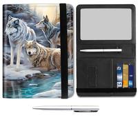 Mxfdegf Passport and Wallet Combo, with RFID Blocking,Leather Travel Documents Organizer Protector, Passport Case, Passport Cover,Passport Holder for Women and Men, three wolves