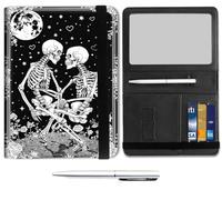Mxfdegf Passport and Wallet Combo, with RFID Blocking,Leather Travel Documents Organizer Protector, Passport Case, Passport Holder for Women and Men,Passport Cover, Human Skeleton Flowers