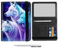 Mxfdegf Passport and Wallet Combo, with RFID Blocking,Leather Travel Documents Organizer Protector, Passport Case, Passport Holder for Women and Men,Passport Cover, Three white wolves