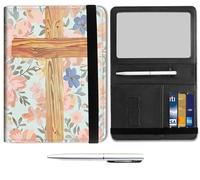 Mxfdegf Passport and Wallet Combo, with RFID Blocking,Leather Travel Documents Organizer Protector, Passport Case, Passport Cover,Passport Holder for Women and Men, Floral Christian Cross