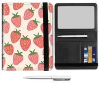 Mxfdegf Passport and Wallet Combo, with RFID Blocking,Leather Travel Documents Organizer Protector, Passport Case, Passport Holder for Women and Men,Passport Cover, Red Strawberry