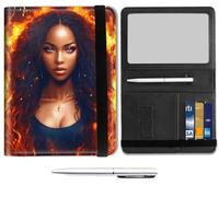 Mxfdegf Passport and Wallet Combo, with RFID Blocking,Leather Travel Documents Organizer Protector, Passport Case, Passport Cover,Passport Holder for Women and Men, Flaming African Woman