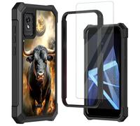 Mxfdegf Phone Case for Blu Studio Mini 2023,with Tempered Glass Screen Protector,Shockproof Durable PC and TPU Bumper Raised Corner Edge Case for Blu Studio Mini 2023,Flaming Cow