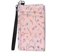 Mxfdegf Small Wallet For Women, Slim Minimalist Wallet, RFID Blocking Credit Card Holder Case Wristlet Keychain with Wallet, key chain wallet women Wristlet Wallets for Women, Tiny pastel flowers