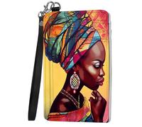 Mxfdegf Small Wallet For Women, Slim Minimalist Wallet, RFID Blocking Credit Card Holder Case Wristlet Keychain with Wallet, key chain wallet women Wristlet Wallets for Women, Black Woman Queen -693