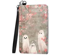 Mxfdegf Small Wallet For Women, Slim Minimalist Wallet, RFID Blocking Credit Card Holder Case Wristlet Keychain with Wallet, key chain wallet women Wristlet Wallets for Women, Pink Cherry Blossoms