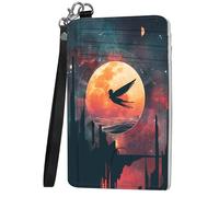 Mxfdegf Small Wallet For Women, Slim Minimalist Wallet, RFID Blocking Credit Card Holder Case Wristlet Keychain with Wallet, key chain wallet women Wristlet Wallets for Women, Galaxy and Human -1190