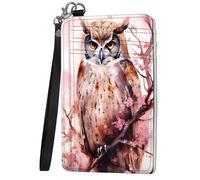 Mxfdegf Small Wallet For Women, Slim Minimalist Wallet, RFID Blocking Credit Card Holder Case Wristlet Keychain with Wallet, key chain wallet women Wristlet Wallets for Women, Cherry Owl