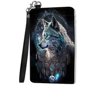 Mxfdegf Small Wallet For Women, Slim Minimalist Wallet, RFID Blocking Credit Card Holder Case Wristlet Keychain with Wallet, key chain wallet women Wristlet Wallets for Women, Feathers Wolf Warrior