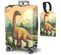 Mxfdegf Travel Luggage Cover and Luggage Tags, Cute Travel Suitcase Protector Washable Anti-scratch Suitcase Covers,Durable Cover With Concealed Zipper Fits,for 19-21 Inch, forest dinosaur -245, XL