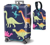 Mxfdegf Travel Luggage Cover and Luggage Tags, Cute Travel Suitcase Protector Washable Anti-scratch Suitcase Covers,Durable Cover With Concealed Zipper Fits,for 19-21 Inch, dinosaur -1379, S(fits 19
