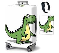 Mxfdegf Travel Luggage Cover and Luggage Tags, Cute Travel Suitcase Protector Washable Anti-scratch Suitcase Covers,Durable Cover With Concealed Zipper Fits,for 19-21 Inch, Cute Dinosaur Dino -768