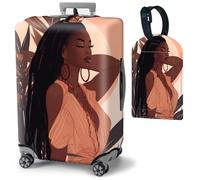 Mxfdegf Travel Luggage Cover and Luggage Tags, Cute Travel Suitcase Protector Washable Anti-scratch Suitcase Covers,Durable Cover With Concealed Zipper Fits,for 19-21 Inch, Sexy American Black Girl