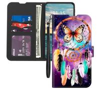 Mxfdegf Wallet Case for Cricket Magic 2 5G 2024/AT&T Propel 2 5G, with Card Holder Wrist Strap,PU Leather Flip Folio Magnetic Clasp Kickstand,Drop Protection TPU Inner Cover,Dream Catcher/Butterfly