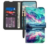 Mxfdegf Wallet Case for Samsung Galaxy A13 5G 2021,Card Holder Wrist Strap, Leather Flip Folio Magnetic Clasp Kickstand,Drop Protection TPU Inner Cover for Galaxy A13 5G,Northern Lights