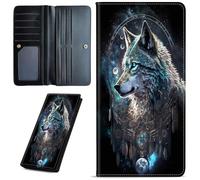 Mxfdegf Wallets for Women Ultra Slim Thin Leather Women Wallet Wallet for Men Women, with RFID Blocking Credit Card Holder Ladies Clutch Purse Billfold Thin Wallet, Feathers Wolf Warrior -644, Long