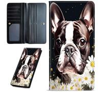 Mxfdegf Wallets for Women Ultra Slim Thin Leather Women Wallet Wallet for Men Women, with RFID Blocking Credit Card Holder Ladies Clutch Purse Billfold Thin Wallet, English Bulldogs Flowers, Long