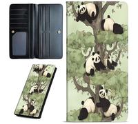 Mxfdegf Wallets for Women Ultra Slim Thin Leather Women Wallet Wallet for Men Women, with RFID Blocking Credit Card Holder Ladies Clutch Purse Billfold Thin Wallet, Funny Black Panda Bamboo-46, Long