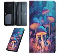 Mxfdegf Wallets for Women Ultra Slim Thin Leather Women Wallet Wallet for Men Women, with RFID Blocking Credit Card Holder Ladies Clutch Purse Billfold Thin Wallet, Mushroom Blues, Long Wallet