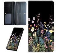 Mxfdegf Wallets for Women Ultra Slim Thin Leather Women Wallet Wallet for Men Women, with RFID Blocking Credit Card Holder Ladies Clutch Purse Billfold Thin Wallet, Midnight Flowers -765, Long Wallet