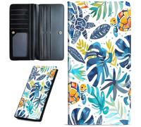 Mxfdegf Wallets for Women Ultra Slim Thin Leather Women Wallet Wallet for Men Women, with RFID Blocking Credit Card Holder Ladies Clutch Purse Billfold Thin Wallet, The Palm Trees Turtle, Long Wallet