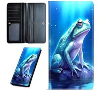 Mxfdegf Wallets for Women Ultra Slim Thin Leather Women Wallet Wallet for Men Women, with RFID Blocking Credit Card Holder Ladies Clutch Purse Billfold Thin Wallet, Frog in a lake -22, Long Wallet