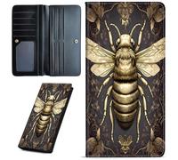 Mxfdegf Wallets for Women Ultra Slim Thin Leather Women Wallet Wallet for Men Women, with RFID Blocking Credit Card Holder Ladies Clutch Purse Billfold Thin Wallet, black and gold bees -249, Long