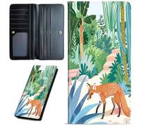 Mxfdegf Wallets for Women Ultra Slim Thin Leather Women Wallet Wallet for Men Women, with RFID Blocking Credit Card Holder Ladies Clutch Purse Billfold Thin Wallet, Cute Fox Plants -1133, Long Wallet
