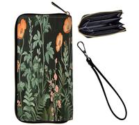 Mxfdegf Wristlet Wallet for Women Teen Girls RFID Blocking Credit Card Holder with Removable Wristlet, Leather Phone Wallet Clutch Large Capacity Ladies Travel Purse-, Midnight Flowers