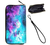 Mxfdegf Wristlet Wallet for Women Teen Girls RFID Blocking Credit Card Holder with Removable Wristlet, Leather Phone Wallet Clutch Large Capacity Ladies Travel Purse-Shining Starry Sky, Shining Starry