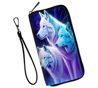 Mxfdegf Wristlet Wallet for Women Teen Girls Womens Wallet RFID Blocking Credit Card Holder with Removable Wristlet, Three white wolves