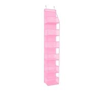 MXGHWG 1 Piece Of Pink Woven Cloth Bag, Multi-Compartment Large-Capacity, Hanging Window Bag Storage Box, Suitable For Wardrobe, Behind The Door, Travel Finishing.