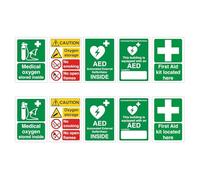 MXGHWG 10 Pieces Of First Aid Identification Stickers, Aed Location Identification, Self-Adhesive Medical Rescue Stickers, Outdoor Safety Warnings.