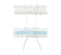 MXGHWG 2 Pieces Of Shiny Garter Belts, Rhinestone Decoration Design, Wedding Party Accessories, Suitable For Wedding Styling (White, Blue).