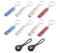 MXGHWG 8 Survival Whistles And 2 Outdoor Compasses, Practical, Compact And Portable, Emergency Distress Tools, Suitable For Outdoor Hiking, Camping And Other Scenes.