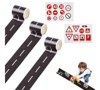 MXHBSTP 5 Pcs Ordinary Highways Road Tape Set, Removable Paper Road Car Tape Sticker, Black Cartoon Style, For Floors & Educational Toy, Indoor Use