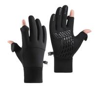 MXHBSTP Waterproof Gloves, Touchscreen Fishing Gloves for Men with Flip Cap, Fingerless Work Gloves for Cycling Running Commuting, Black L Size
