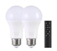 MXhme A19 LED Light Bulbs with Remote Control, 800LM 9W (60W Equivalent) Bulbs,Stepless Dimmable 3000K-6000K,E26 Base,CRI 80+,2.4GHz,25000+ Hours Lifespan,Light Bulb for Home Decor,2Bulb & 1Remote