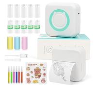 MXiiXM Mini Sticker Printer, Portable Mini Pocket Printer for iPhone, Smart Inkless Thermal Printer with 13 Roll Papers, Bluetooth Mini Printer for Notes, Photos, Stickers, Labels, Receipts (Green)