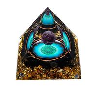 MXiiXM Orgone Pyramid for Positive Energy, Amethyst Crystal Ball, Orgone Pyramid, Protective Crystal, Energy Generator, Stress Reducer, Healing, Meditation, Wealth, Luck (Seed of Life)