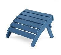 MXIMU Folding Adirondack Ottoman Outdoor: HIPS Plastic Patio Footstool Easy Assembly - All Weather FootRest Foot Stool for Adirondack Chair Use in Garden Lawn Backyard Pool (Navy)