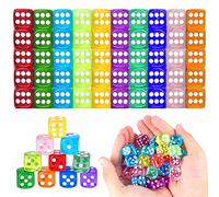 MXJFYY 100 Pcs Multi-Colored Acrylic Dice Set Age 2+, 14mm Hexahedron Dice, Perfect for Tenzi, Farkle, Yahtzee, Bunco or Teaching Math