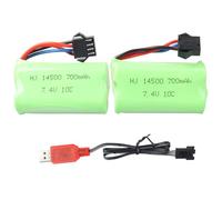 MXJFYY 2PCS 7.4V 700mAh SM-4P Plug Rechargeable Batteries with USB Charging Cable,10C RC Battery for EC16 DE85 RC Toy RC Boat/Truck/Car Model Buggy M416 Electric Gel Ball Blaster Spare Battery