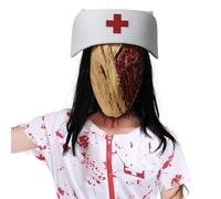 MXJFYY Faceless Nurse Mask, Latex Creepy Halloween Nurse Masks, Silent Hill Scar Nurse Mask with Black Long Hair, 3D Realistic Scary Masks Costume Cosplay Party Decorations Props (Nurse mask)
