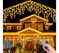 MXJFYY Solar Icicle Lights, 26.2FT Icicle Fairy Lights Outdoor Waterproof, 44pcs*2.62FT 264LEDs Waterfall Fairy String Light 8 Modes Remote Control Solar Garden Light for Windows Garland Door Wall