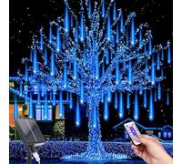 MXJFYY Solar Meteor Shower Lights, 11.8 Inch 10 Tube 240Leds Outdoor String, Waterproof Falling Lights with Remote, Rain Light for Garden Christmas Tree Yard Party Balcony Street Wedding Decoration