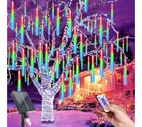 MXJFYY Solar Meteor Shower Lights, 11.8 Inch 10 Tube 240Leds Outdoor String, Waterproof Falling Lights with Remote, Rain Light for Garden Christmas Tree Yard Party Balcony Street Wedding Decoration