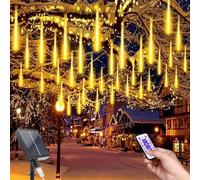 MXJFYY Solar Meteor Shower Lights, 11.8 Inch 10 Tube 240Leds Outdoor String, Waterproof Falling Lights with Remote, Rain Light for Garden Christmas Tree Yard Party Balcony Street Wedding Decoration