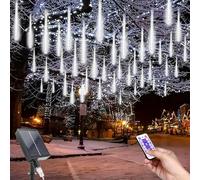 MXJFYY Solar Meteor Shower Lights, 11.8 Inch 10 Tube 240Leds Outdoor String, Waterproof Falling Lights with Remote, Rain Light for Garden Christmas Tree Yard Party Balcony Street Wedding Decoration