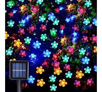 MXJFYY Solar String Lights Outdoor Garden, Solar Garden Fairy Peach Blossom Lights 12 M 100 LEDs 8 Modes Waterproof String Lights for Patio Christmas Tree Lawn Party Thanksgiving Decor